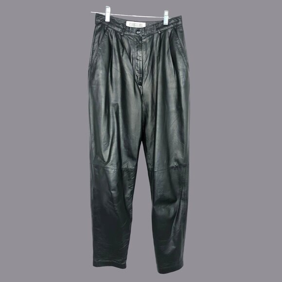 vintage Pants - Vintage Black Leather Pants 2 X Small Tapered Womens